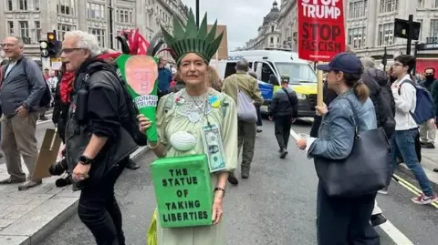 Countless Demonstrators Gather in Central London to Oppose President Trump's Second State Visit
